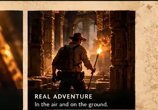 Explorer inside ancient ruins